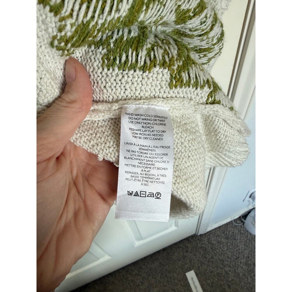 Anthropologie Dragon Fly Fern Slouchy Cotton Blend Kimono Cardigan Cream M/L - Picture 8 of 12